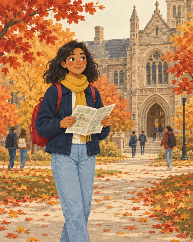 Illustrated example: first day on campus — Study permit